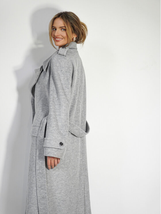 LilaLou LilaLou Płaszcz przejściowy LeLong Szary Regular Fit
