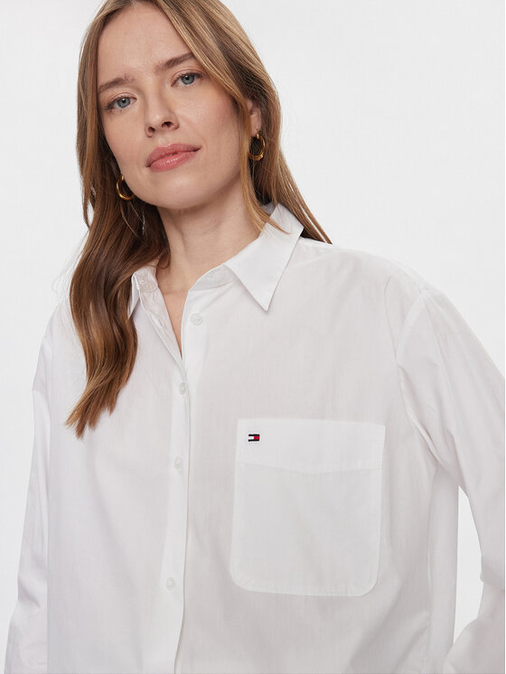 Tommy Hilfiger Tommy Hilfiger Cămașă Essential WW0WW41410 Alb Regular Fit