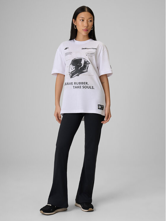 4F 4F T-Shirt MOTOSPORTS 2026 Biały Loose Fit