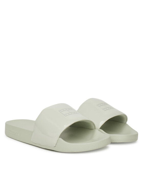 Tommy Jeans Tommy Jeans Pantoletten Flag Pool Slide Patent EN0EN02901 Grün