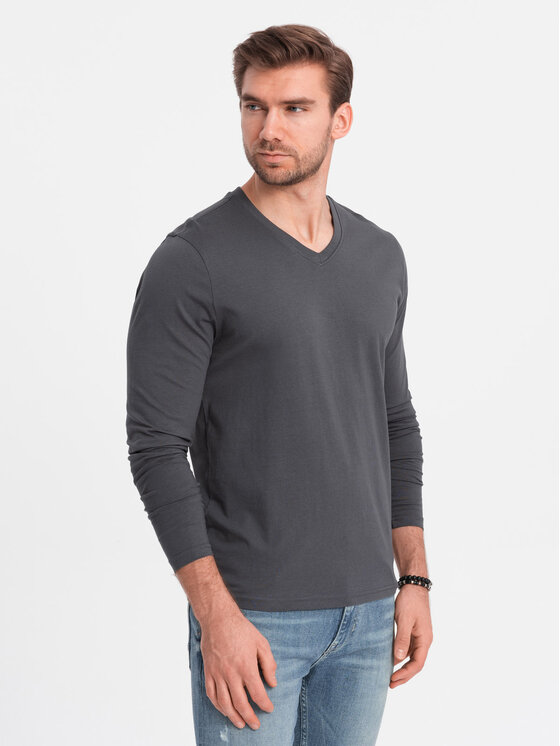 Ombre Ombre S dlouhým rukávem OM-LSBL-0108 Šedá Classic Fit