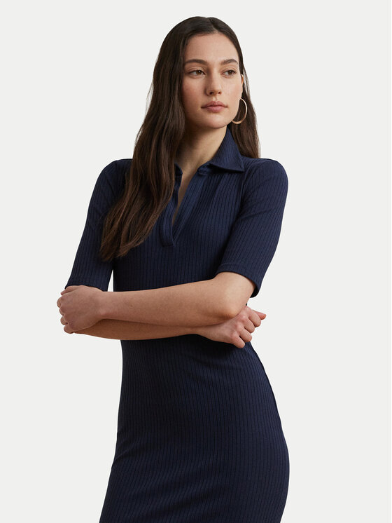LAUREN RALPH LAUREN LAUREN RALPH LAUREN Плетена рокля 200973609001 Тъмносин Slim Fit