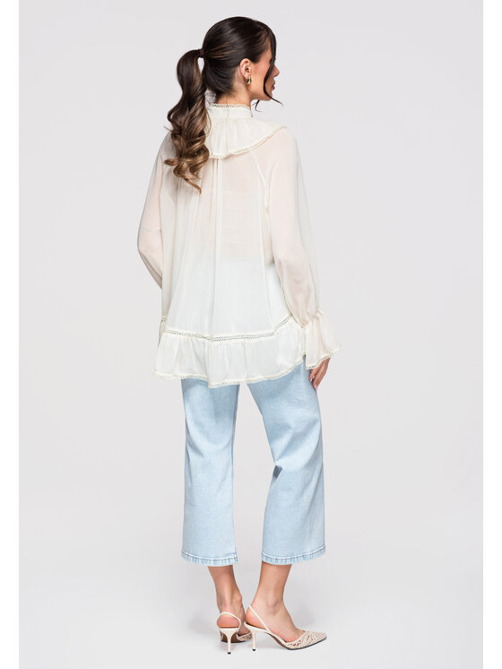 Ombre Ombre Bluzka OW-TS-E0005 Beżowy Loose Fit