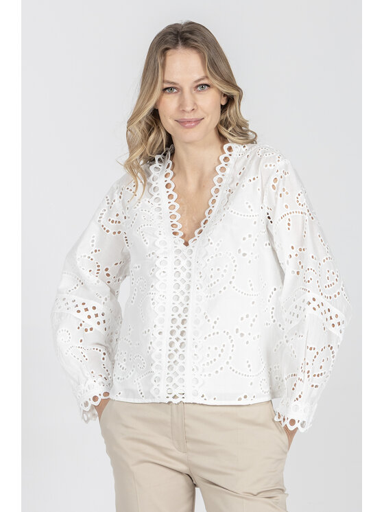 Deni Cler Milano Deni Cler Milano Bluzka T-DC-1429-F2-10-10-1 Biały Regular Fit