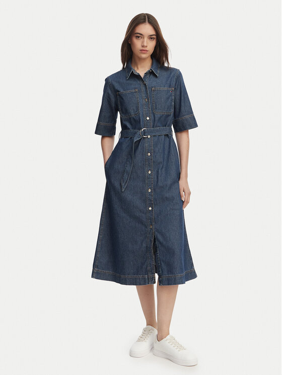 Tommy Hilfiger Tommy Hilfiger Džínové šaty WW0WW50622 Modrá Regular Fit