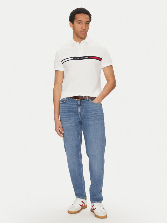 Tommy Hilfiger Tommy Hilfiger Тениска с яка и копчета Chest Insert MW0MW38130 Бял Regular Fit