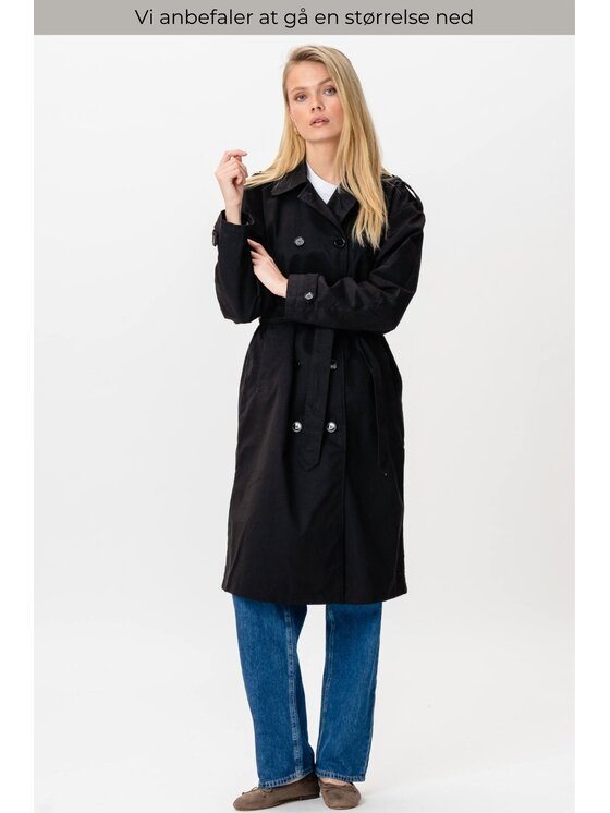 TeeShoppen TeeShoppen Płaszcz Trenchcoat linea Czarny Regular Fit