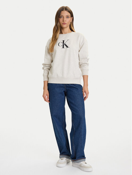 Calvin Klein Jeans Calvin Klein Jeans Mikina Monologo LV047B234G Sivá Relaxed Fit