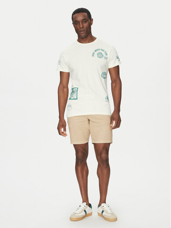 INDICODE INDICODE T-Shirt Inflorallo 41-137 Écru Regular Fit