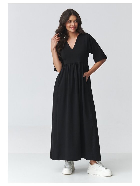 Makadamia Makadamia Sukienka codzienna M933 Czarny Loose Fit