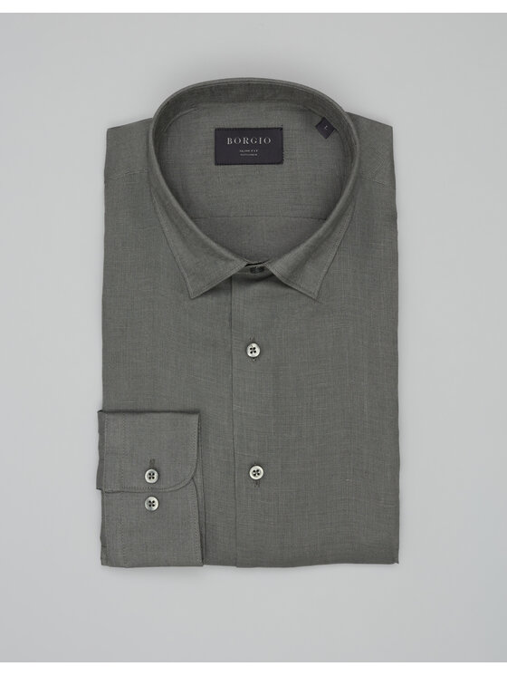Borgio Borgio Koszula linosa_00669_z Zielony Slim Fit