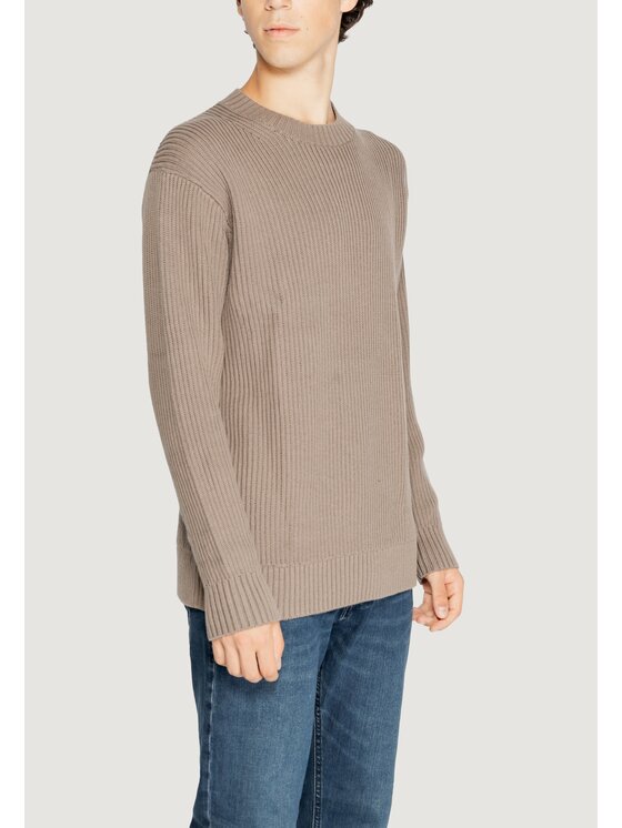 Calvin Klein Jeans Calvin Klein Jeans Sweter RELAXED LINEAR Brązowy Relaxed Fit