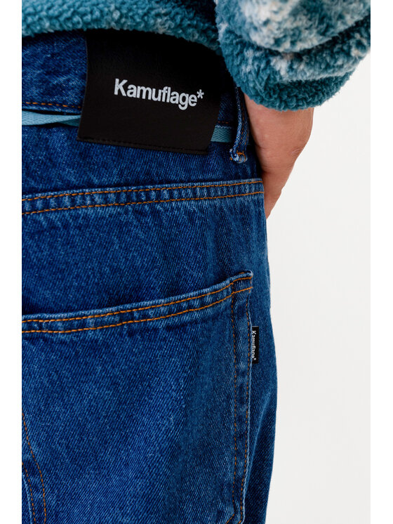Kamuflage Kamuflage Jeansy Mid-Slim Niebieski Baggy Fit