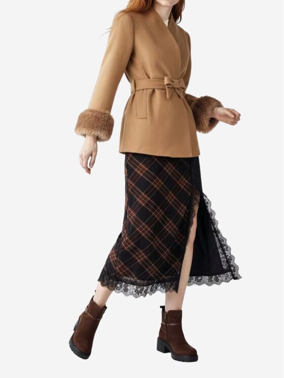 Rinascimento Rinascimento Gonna midi Gonna quadri Marrone Regular Fit