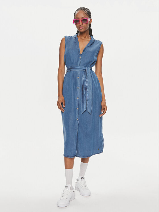 Pepe Jeans Pepe Jeans Rochie tip cămașă Maggie PL953512 Albastru Regular Fit