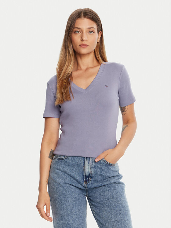 Tommy Hilfiger Tommy Hilfiger T-shirt New Cody WW0WW40584 Ljubičasta Slim Fit