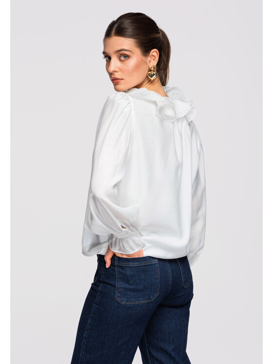 Ombre Ombre Bluzka OW-TS-E0031 Biały Loose Fit