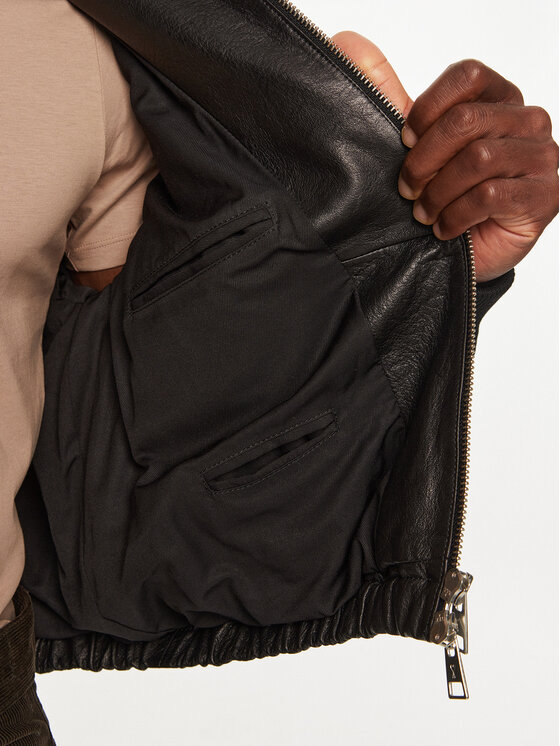 AMI PARIS AMI PARIS Ādas jaka HJK131LH0044 Melns Regular Fit