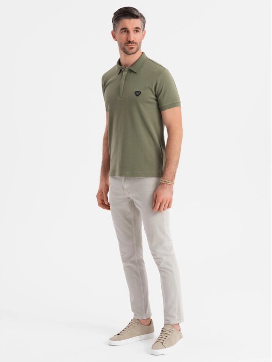 Ombre Ombre Polo OM-POSS-0148 Zielony Regular Fit