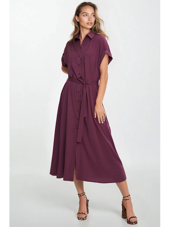 NIFE NIFE Košilové šaty S270 Fialová Modern Relaxed Fit