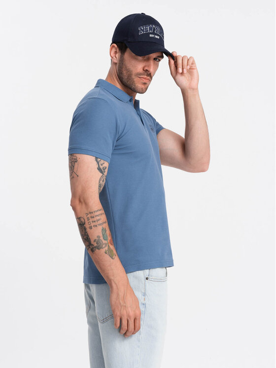 Ombre Ombre Polokošile OM-POBS-0100 Modrá Regular Fit