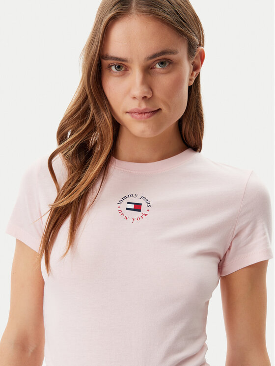 Tommy Jeans Tommy Jeans T-krekls Essential DW0DW20316 Rozā Slim Fit