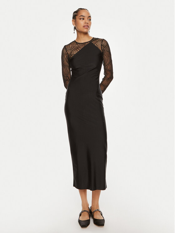 ROTATE ROTATE Kokteilinė suknelė Isadora 112910100 Juoda Slim Fit