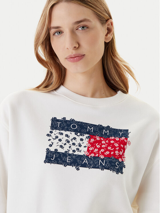Tommy Jeans Tommy Jeans Bluză Floral Flag DW0DW20933 Alb Relaxed Fit