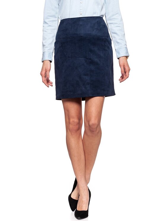 Tom Tailor Tom Tailor Spódnica mini TOM TAILOR FAKE VELOUR LEATHER SKIRT Niebieski Regular Fit