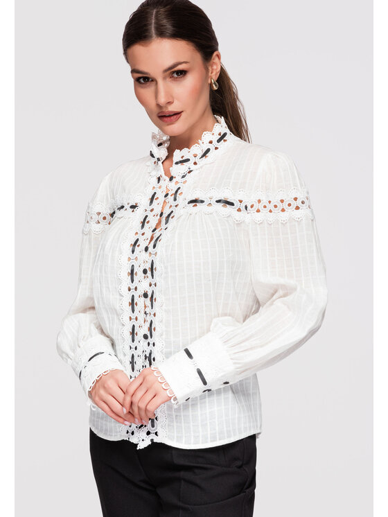 Ombre Ombre Koszula OW-SH-E0009 Biały Loose Fit
