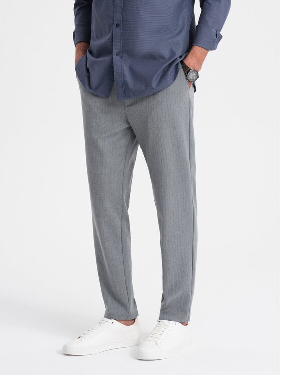 Ombre Ombre Kalhoty z materiálu OM-PACP-0158 Šedá Chino Fit