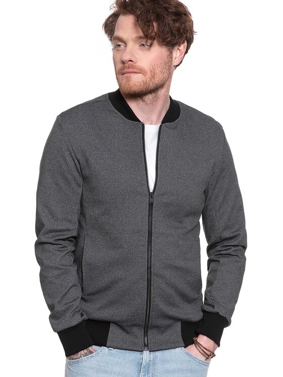 Selected Selected Kurtka przejściowa HOMME SLHJUAN BOBMER SWEAT JACKET Szary Regular Fit