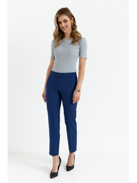 Makover Makover Spodnie damskie K055 Granatowy Regular Fit