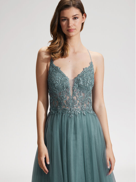 Hey Kyla Hey Kyla Rochie de seară 5AG017HK Verde Regular Fit
