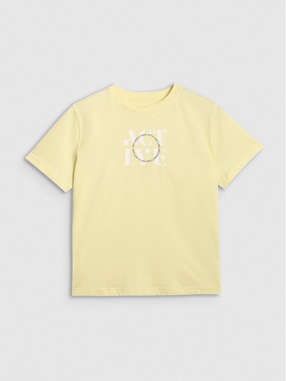 4F 4F T-Shirt 4FRAW25TTSHF3229-73S Żółty Boxy Fit