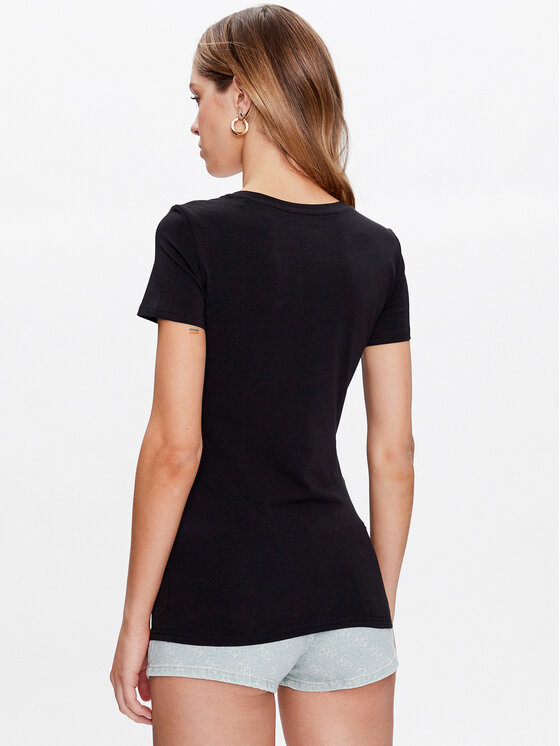 Guess Guess Marškinėliai Embellish Logo W3GI40 J1314 Juoda Slim Fit