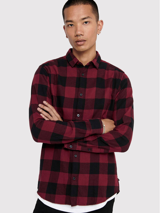 Only & Sons Only & Sons Camicia Gudmund 22007112 Bordeaux Slim Fit