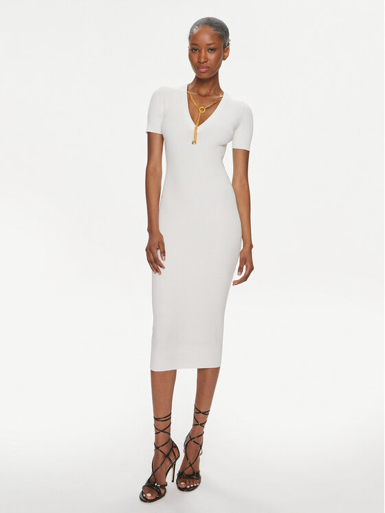 Elisabetta Franchi Robe de jour AM 62S 41E2 V380 Blanc Slim Fit Modivo