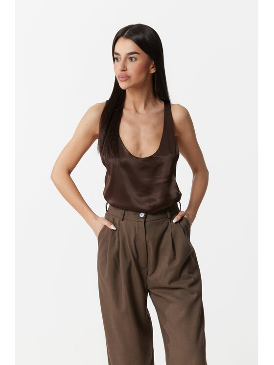 Magda Matyja Magda Matyja Bluzka MEGAN TOP Brązowy Regular Fit