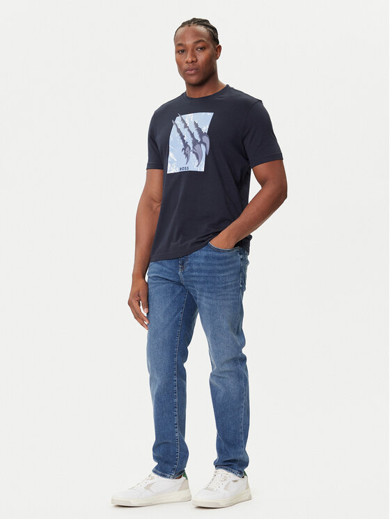 BOSS BOSS T-krekls Te_Animali 50546362 Tumši zils Regular Fit