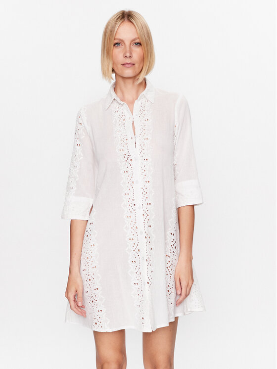 Iconique Iconique Haljina košulja IC23 004 Bijela Regular Fit