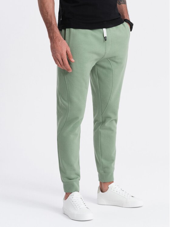 Ombre Ombre Joggers kalhoty OM-PABS-0173 Zelená Regular Fit
