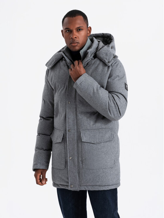 Ombre Ombre Parka OM-JALJ-0217 Szary Regular Fit