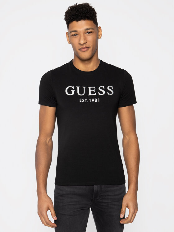 Guess Guess Tričko Argenté M0GI93 J1300 Čierna Super Slim Fit