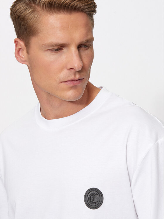 Just Cavalli Just Cavalli Pikkade varrukatega T-särk 77OAHE10 Valge Regular Fit
