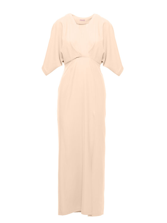 Makover Makover Sukienka codzienna K163 Écru Modern Fit