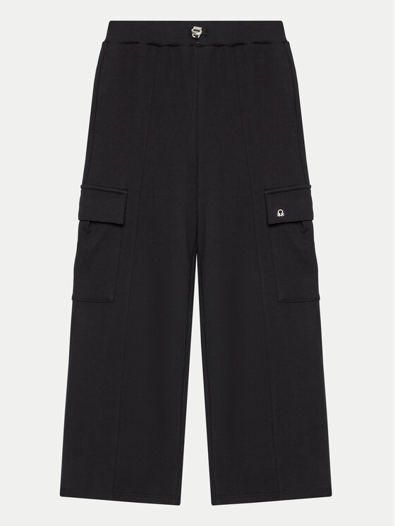 United Colors Of Benetton Teplákové nohavice 33NVCF05D Čierna Wide Leg