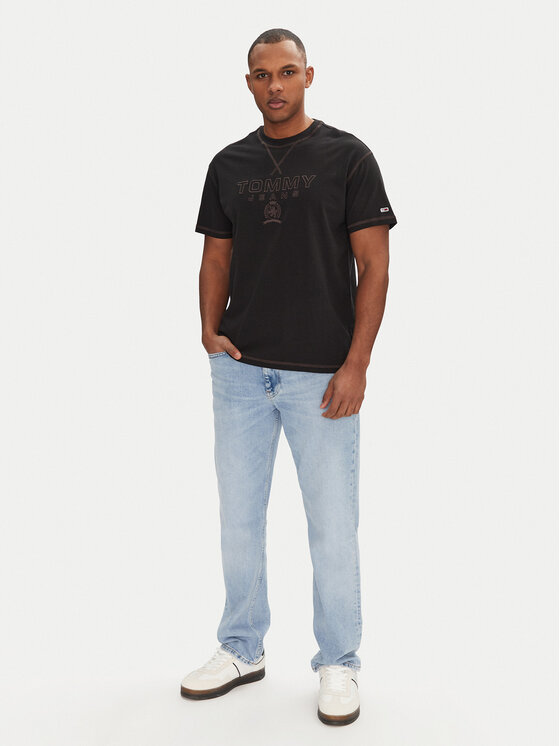 Tommy Jeans Tommy Jeans Tricou Tonal Crest DM0DM20805 Negru Relaxed Fit