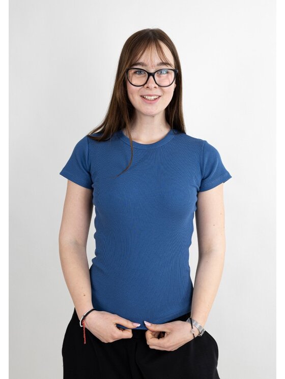 DKaren Sport DKaren Sport Bluzka DK33 Krótki Niebieski Classic Fit