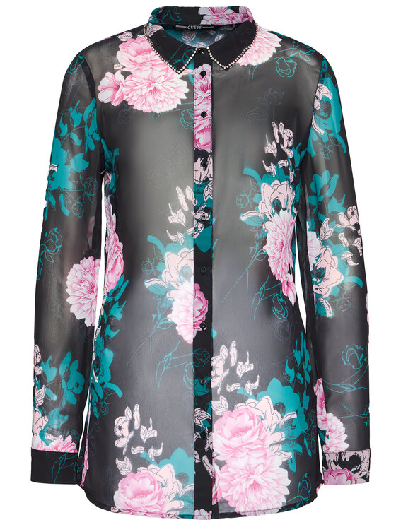 Guess Guess Srajca Clouis W0YH96 W70Q0 Črna Regular Fit